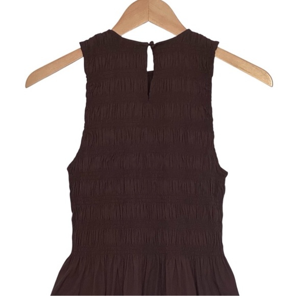 MADEWELL The Melody Smocked Mini Dress Sleeveless Roasted Chicory Size Medium - Picture 7 of 8